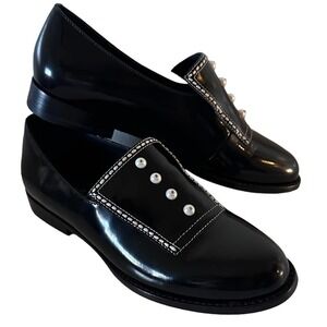 OPENING Ceremony Patent Leather Oxfords Faux Pearl Accents Size 5